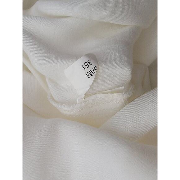 Zara Shirt Dress Womens SZ Small Satin Ruched Front Drape Blogger Fav Ivory - Picture 9 of 11